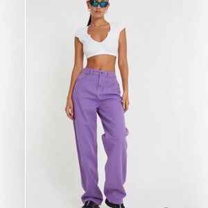 Motel Rocks Jean Parallel High Rise Straight Leg Denim Purple Small / 31L NWT